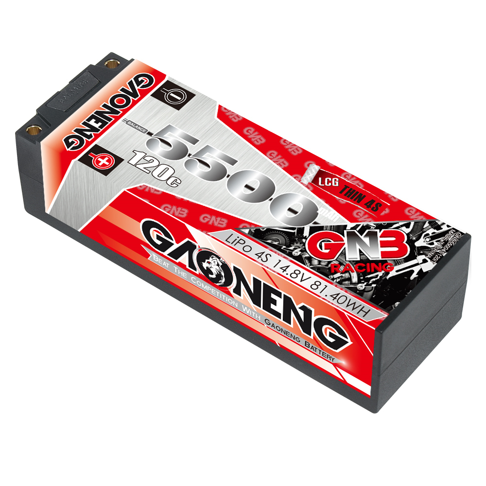 GAONENG GNB 4S 14.8V 5500mAh 120C 5mm Bullet Thin 4S LCG Hard Case LiPo Battery