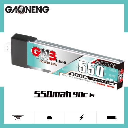 4PCS - GAONENG GNB 1S 3.7V 550mAh 90C PH2.0 Plastic Head LiPo Battery
