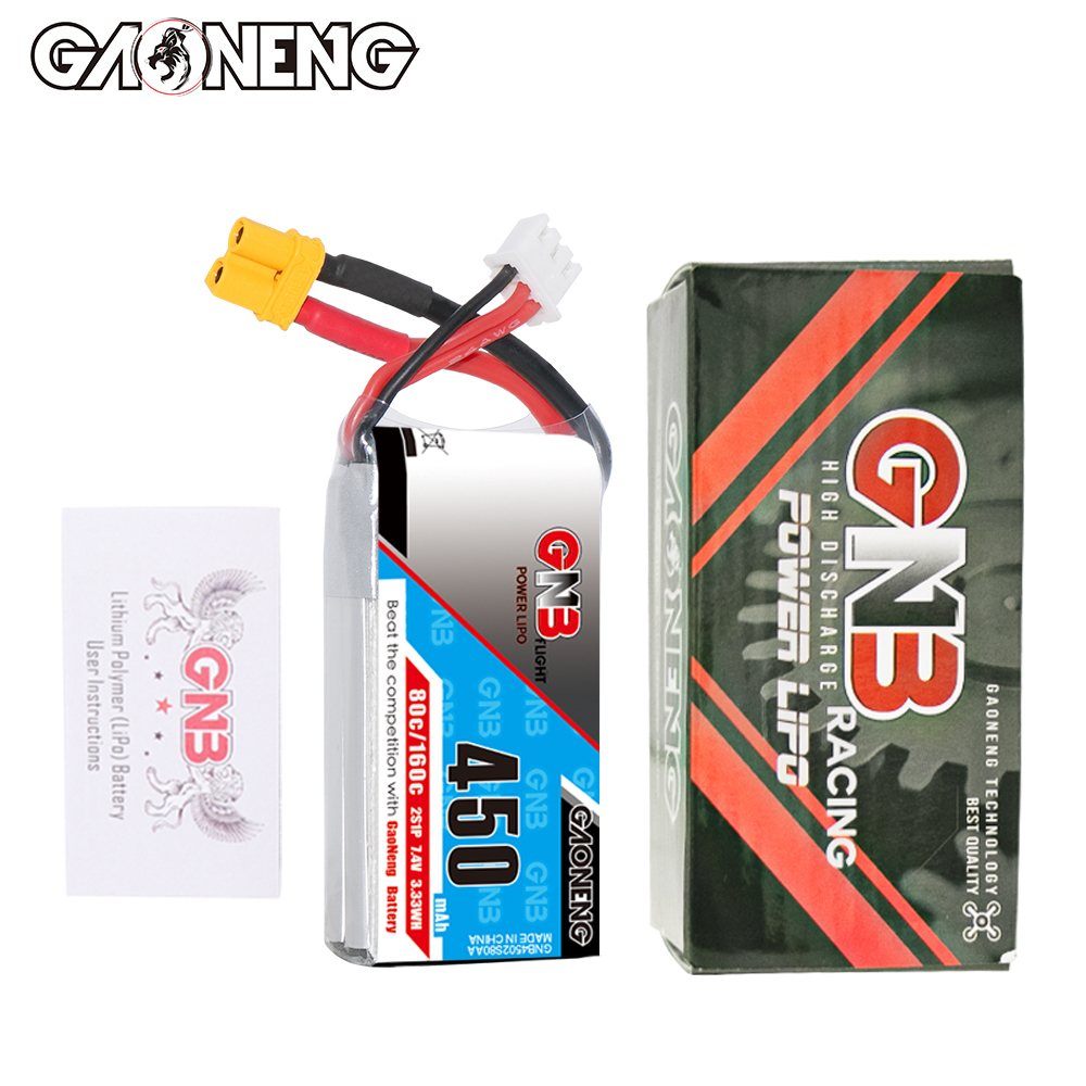 GAONENG GNB 2S 7.4V 450mAh 80C XT30 LiPo Battery Square Type