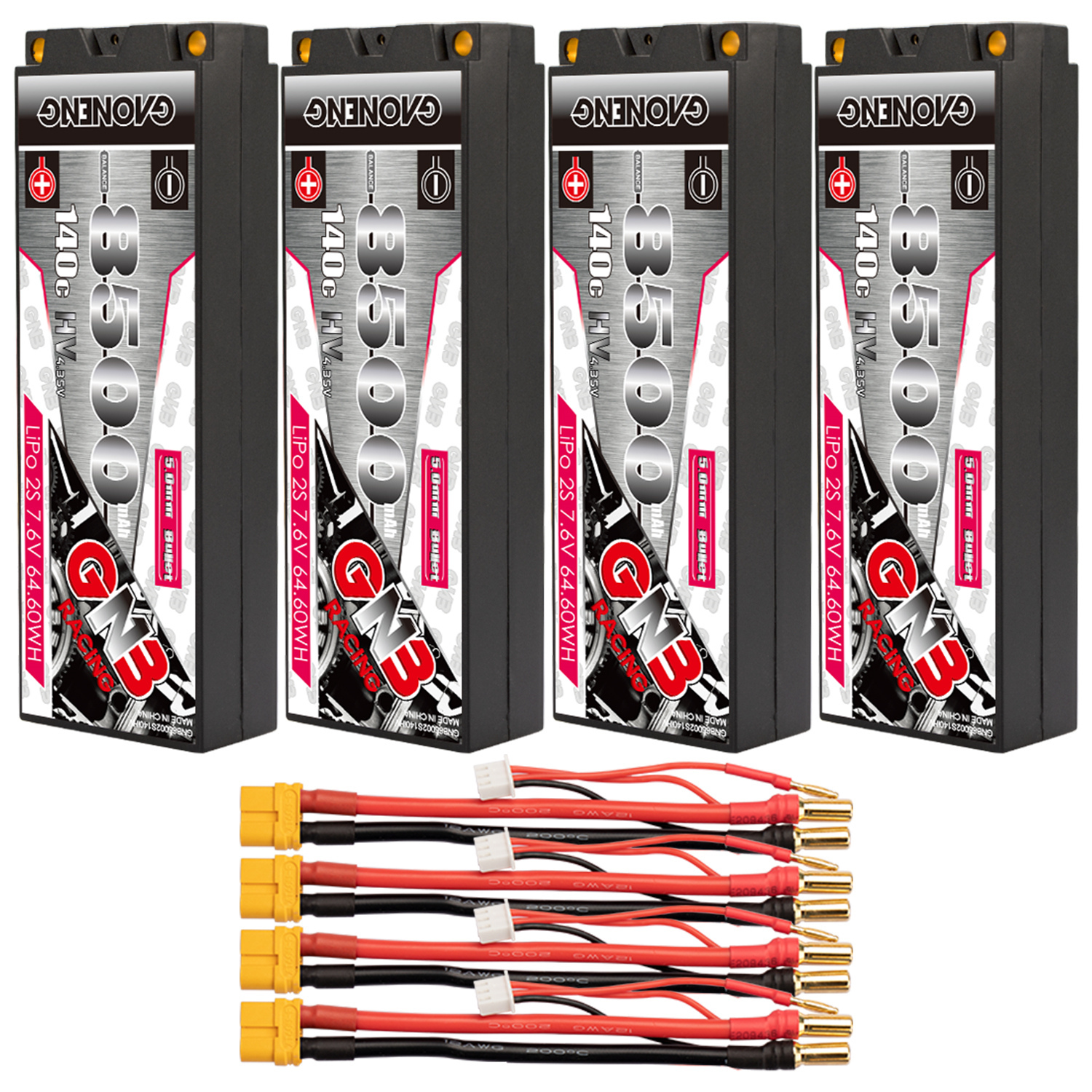 GAONENG GNB LiHV 2S 7.6V 8500mAh 140C 5mm Bullet Hard Case LiPo Battery