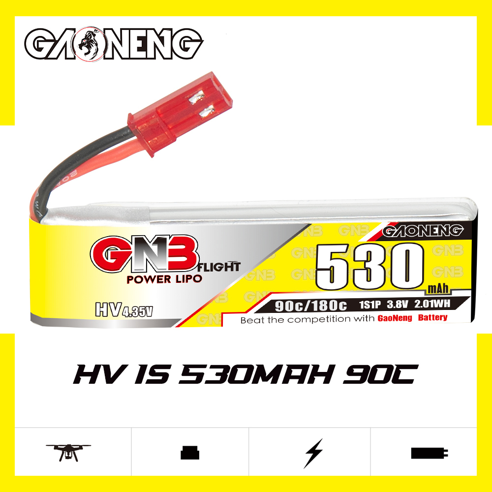 GAONENG GNB LiHV 1S 3.8V 530mAh 90C JST Cabled LiPo Battery