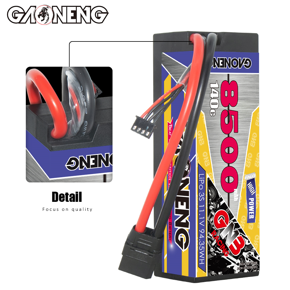 1PC - GAONENG GNB 3S 11.1V 8500mAh 140C Cabled Hard Case LiPo Battery XT90
