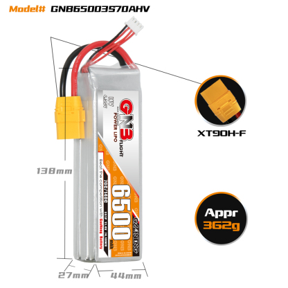 GAONENG GNB HV 3S 11.4V 6500mAh 70C LiPo Battery XT90