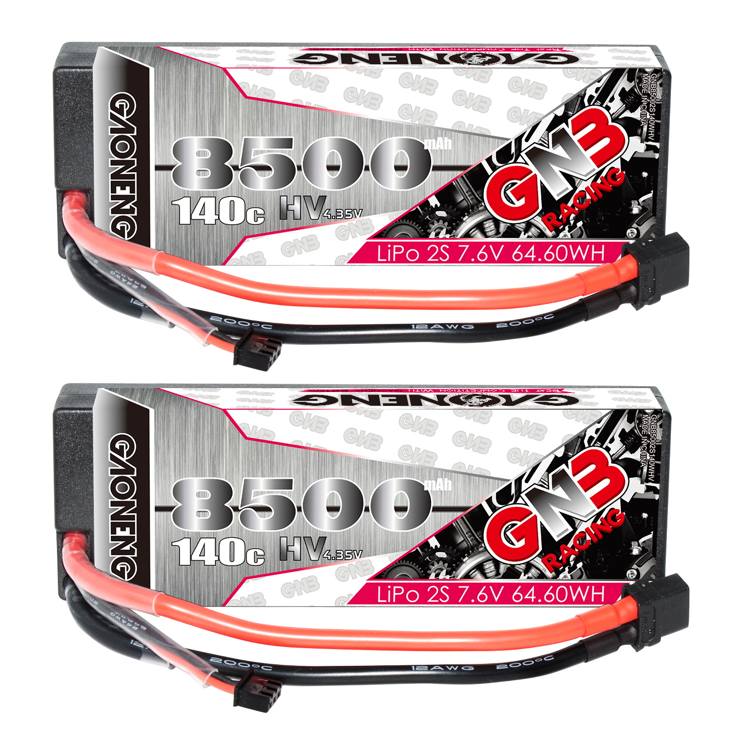 GAONENG GNB LiHV 2S 7.6V 8500mAh 140C Cabled Hard Case LiPo Battery XT60