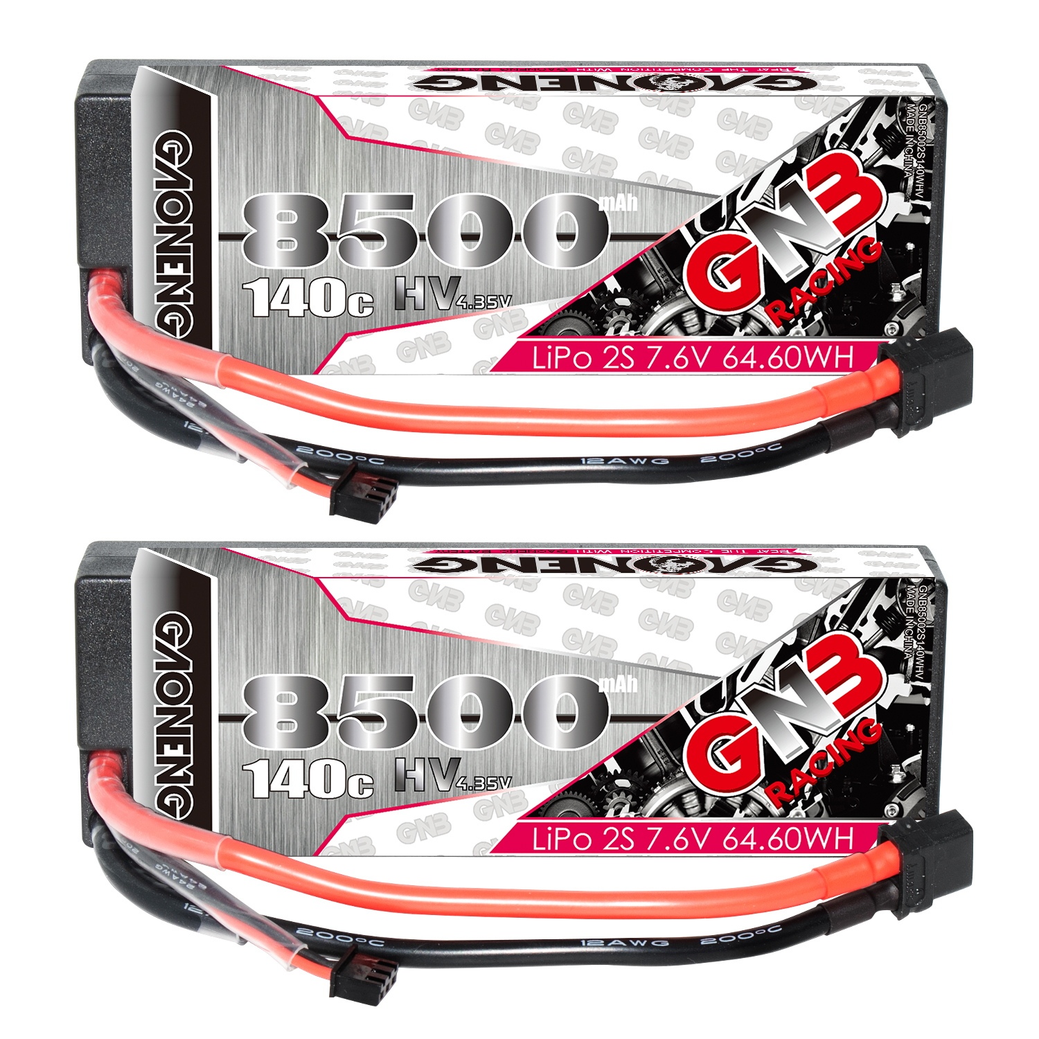 GAONENG GNB LiHV 2S 7.6V 8500mAh 140C Cabled Hard Case LiPo Battery XT60