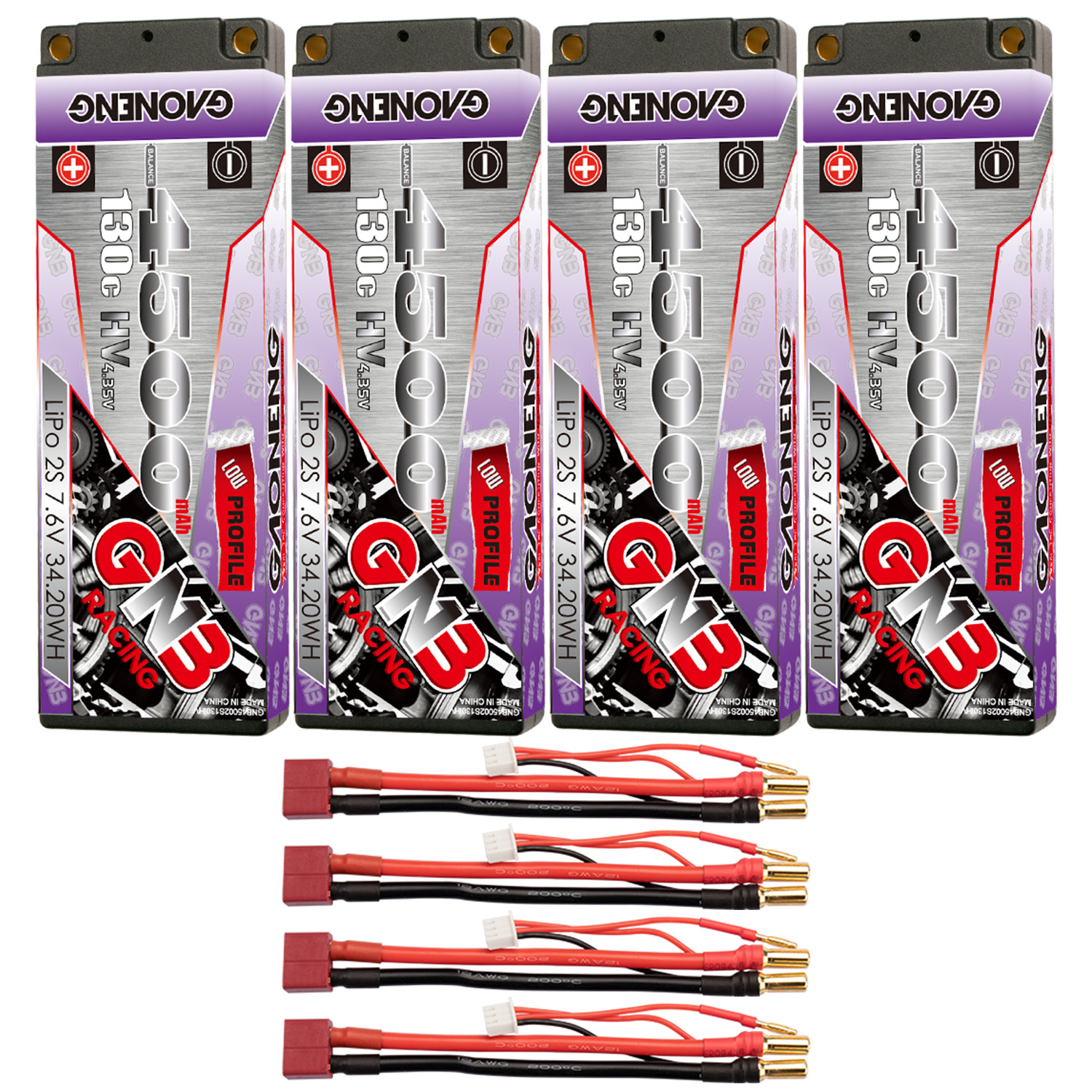 GAONENG GNB LiHV 2S 7.6V 4500mAh 130C 5mm Hard Case Ultra LCG LiPo Battery XT60