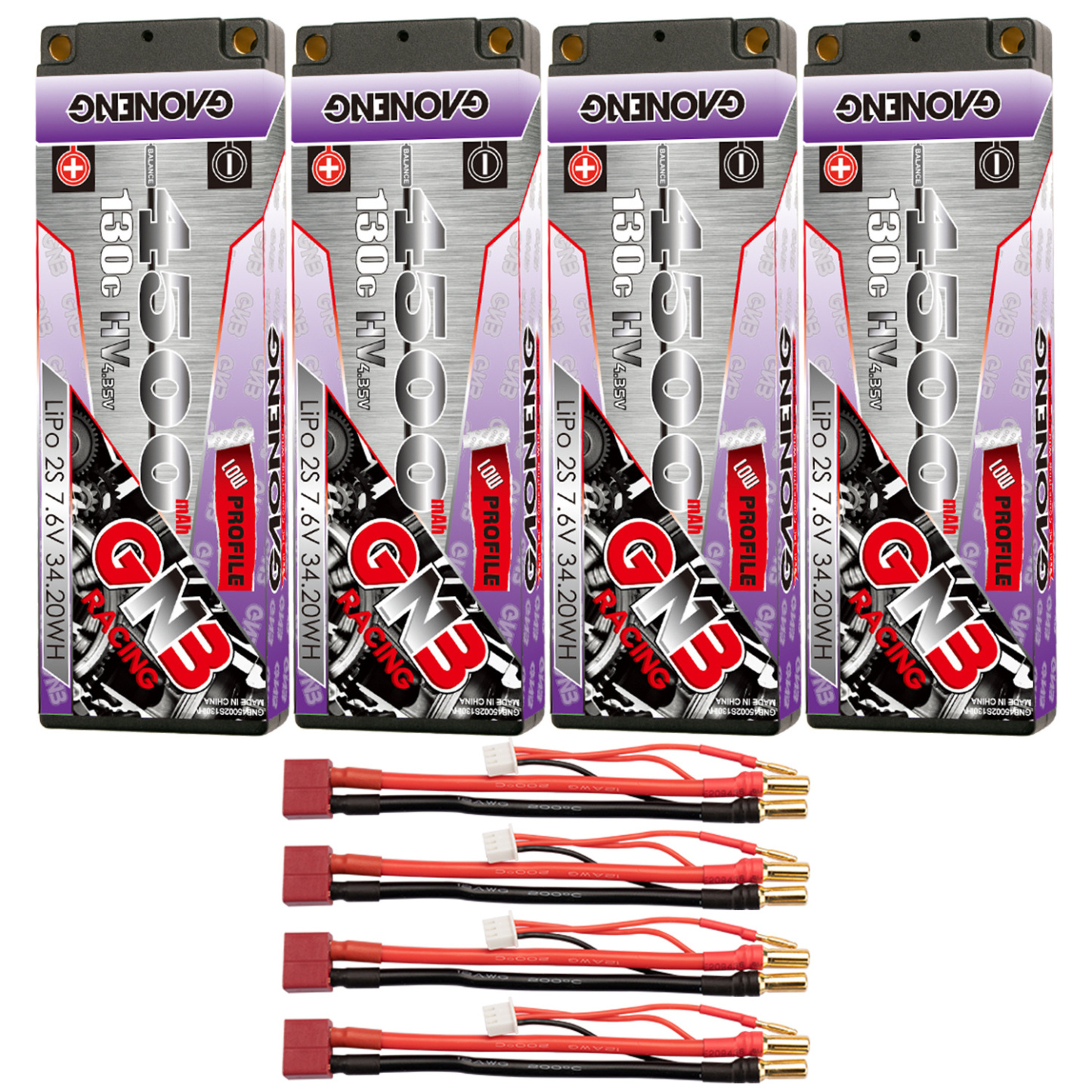 GAONENG GNB LiHV 2S 7.6V 4500mAh 130C 5mm Hard Case Ultra LCG LiPo Battery XT60