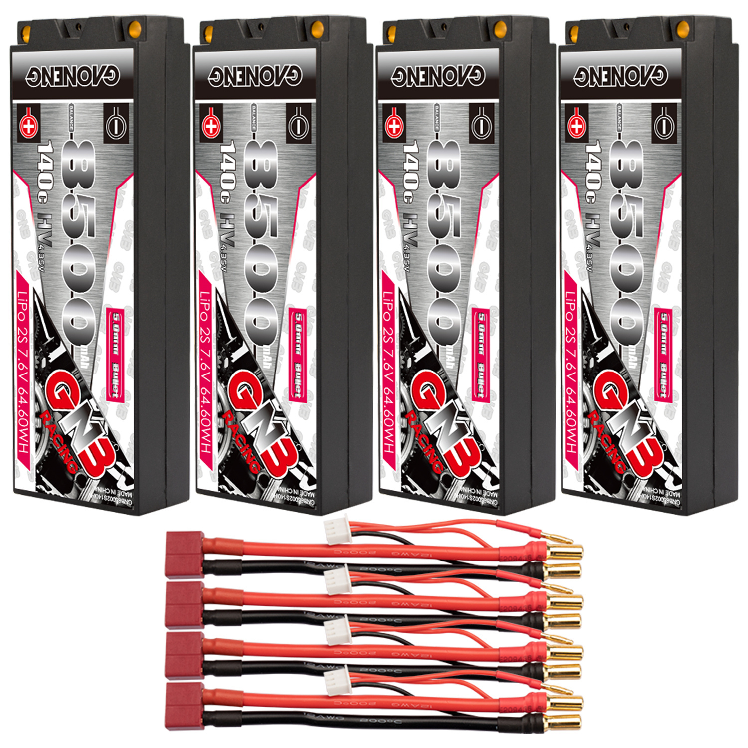 GAONENG GNB LiHV 2S 7.6V 8500mAh 140C 5mm Bullet Hard Case LiPo Battery