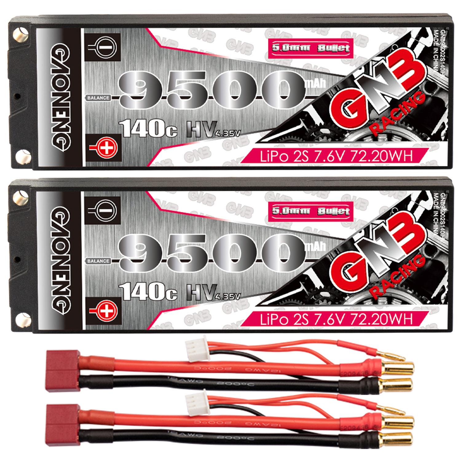 GAONENG GNB LiHV 2S 7.6V 9500mAh 140C Hard Case LiPo Battery