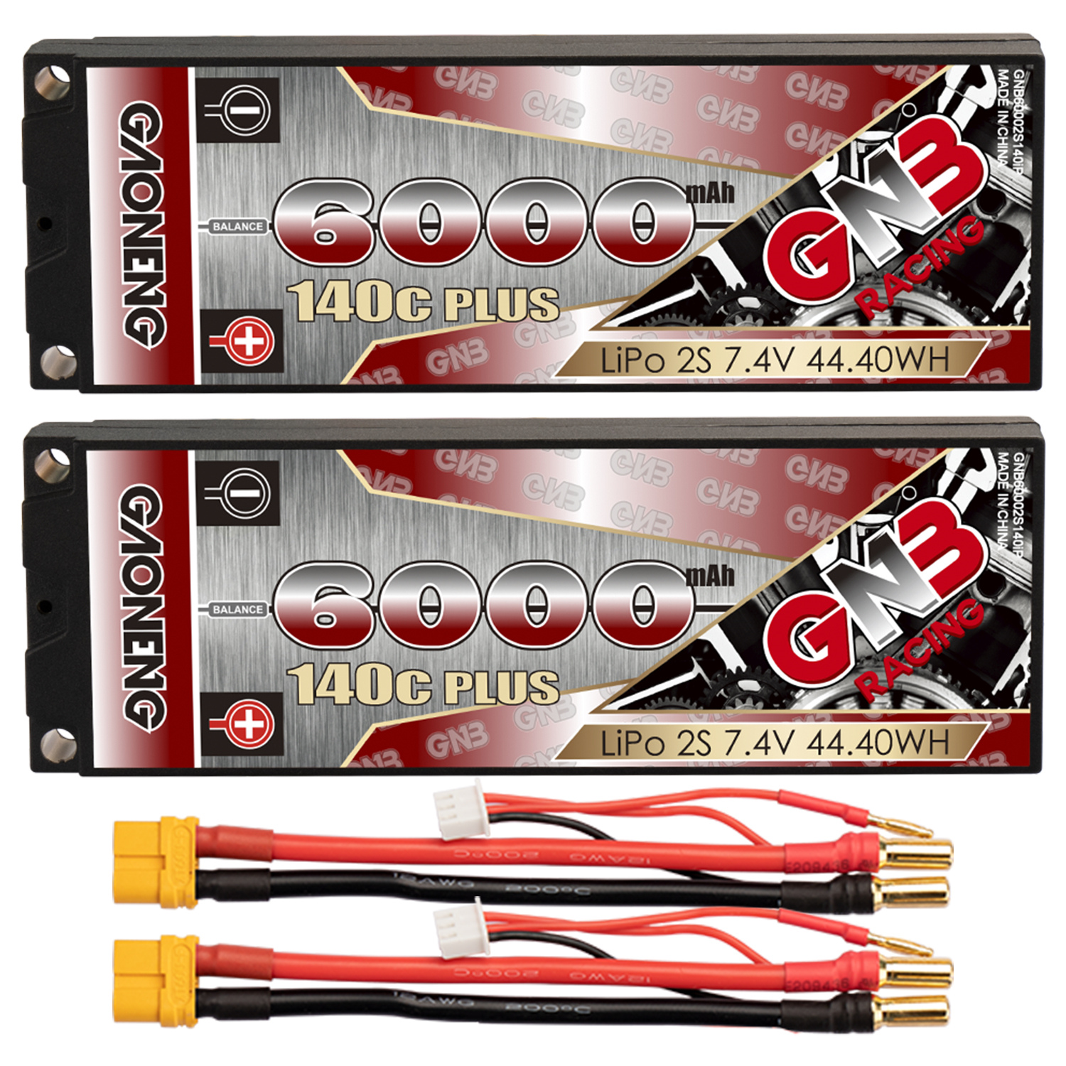 GAONENG GNB 2S 7.4V 6000mAh 140C 5mm Bullet Hard Case LiPo Battery