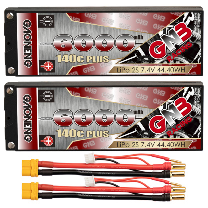 GAONENG GNB 2S 7.4V 6000mAh 140C 5mm Bullet Hard Case LiPo Battery