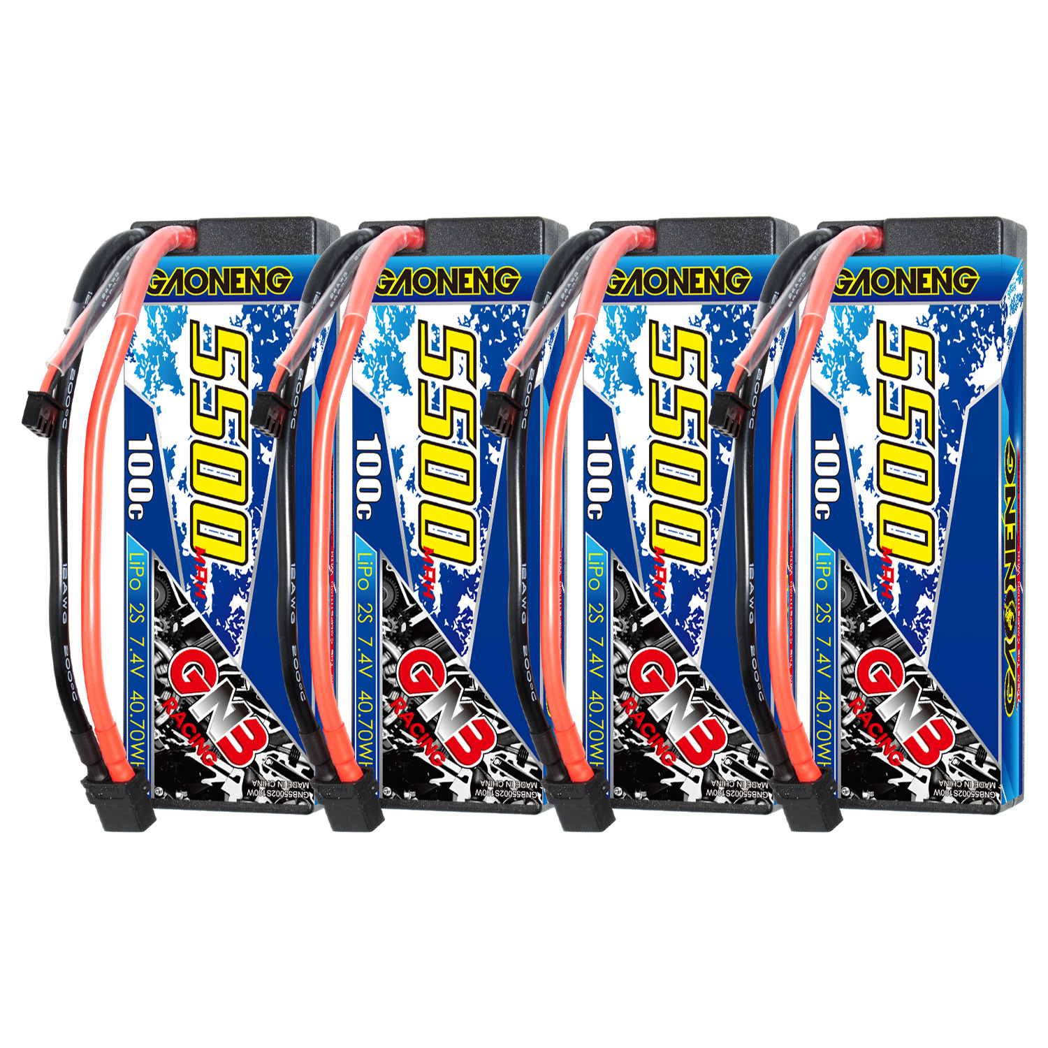GAONENG GNB 2S 7.4V 5500mAh 100C Cabled Hard Case LiPo Battery XT60