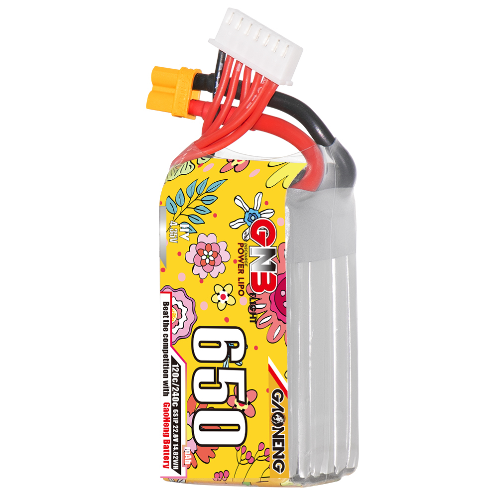2PCS - GAONENG GNB LiHV 6S 22.8V 650mAh 120C XT30 LiPo Battery