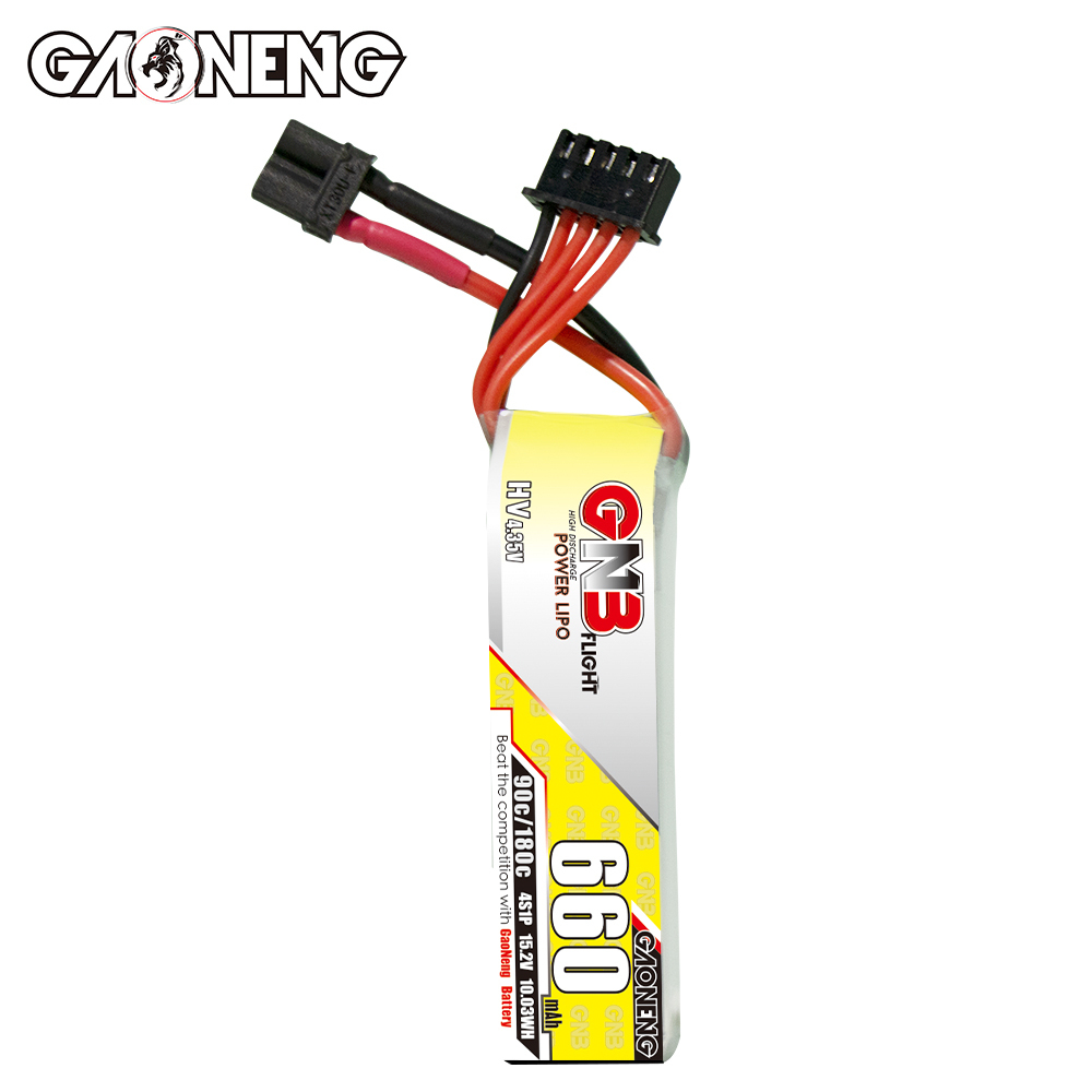 2PCS - GAONENG GNB 4S 15.2V 660mAh 90C XT30 LiPo Battery Long Type