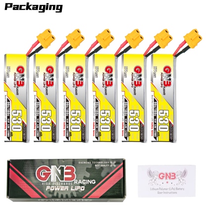 GAONENG GNB LiHV 1S 3.8V 530mAh 90C XT30 Cabled LiPo Battery