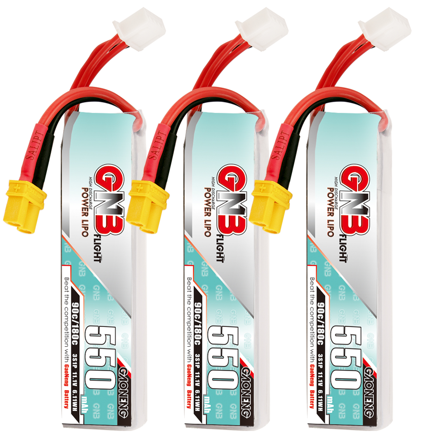 GAONENG GNB 3S 11.1V 550mAh 90C XT30 LiPo Battery Long Type