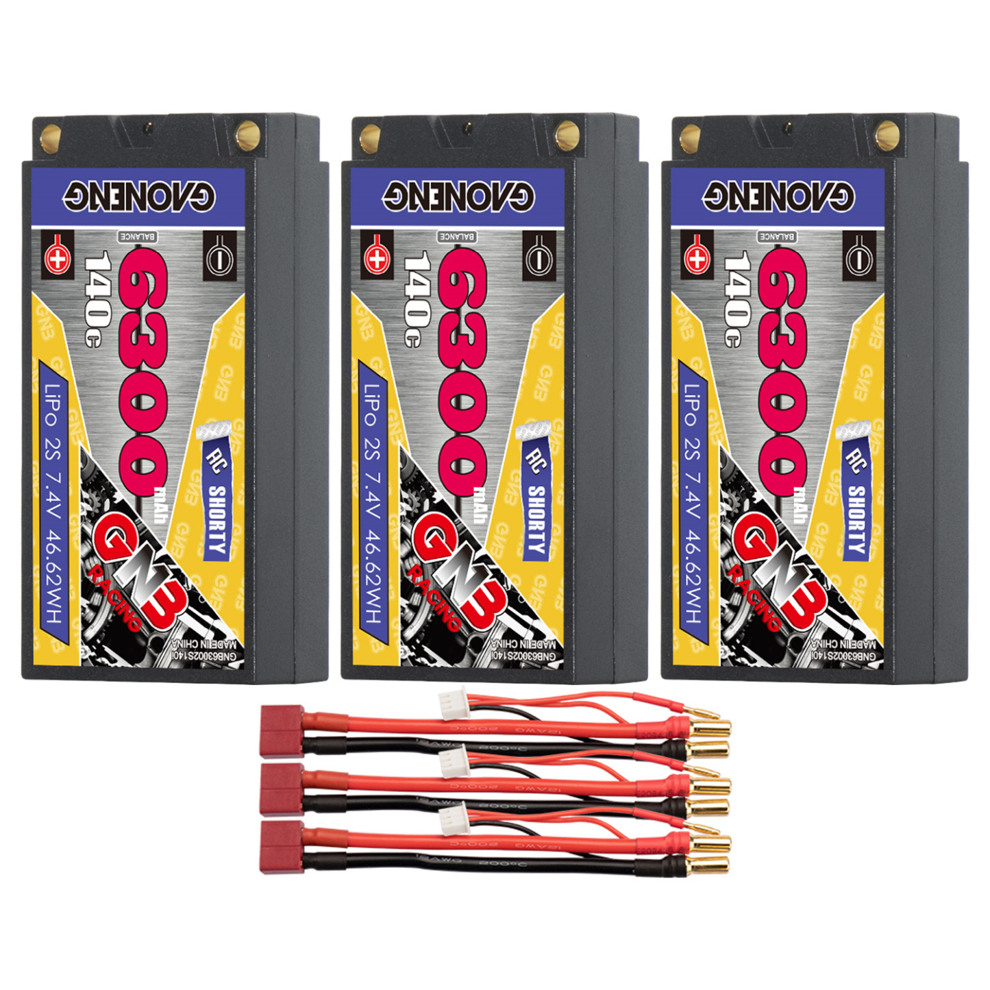 GAONENG GNB 2S 7.4V 6300mAh 140C Shorty 5mm Bullet Hard Case LiPo Battery