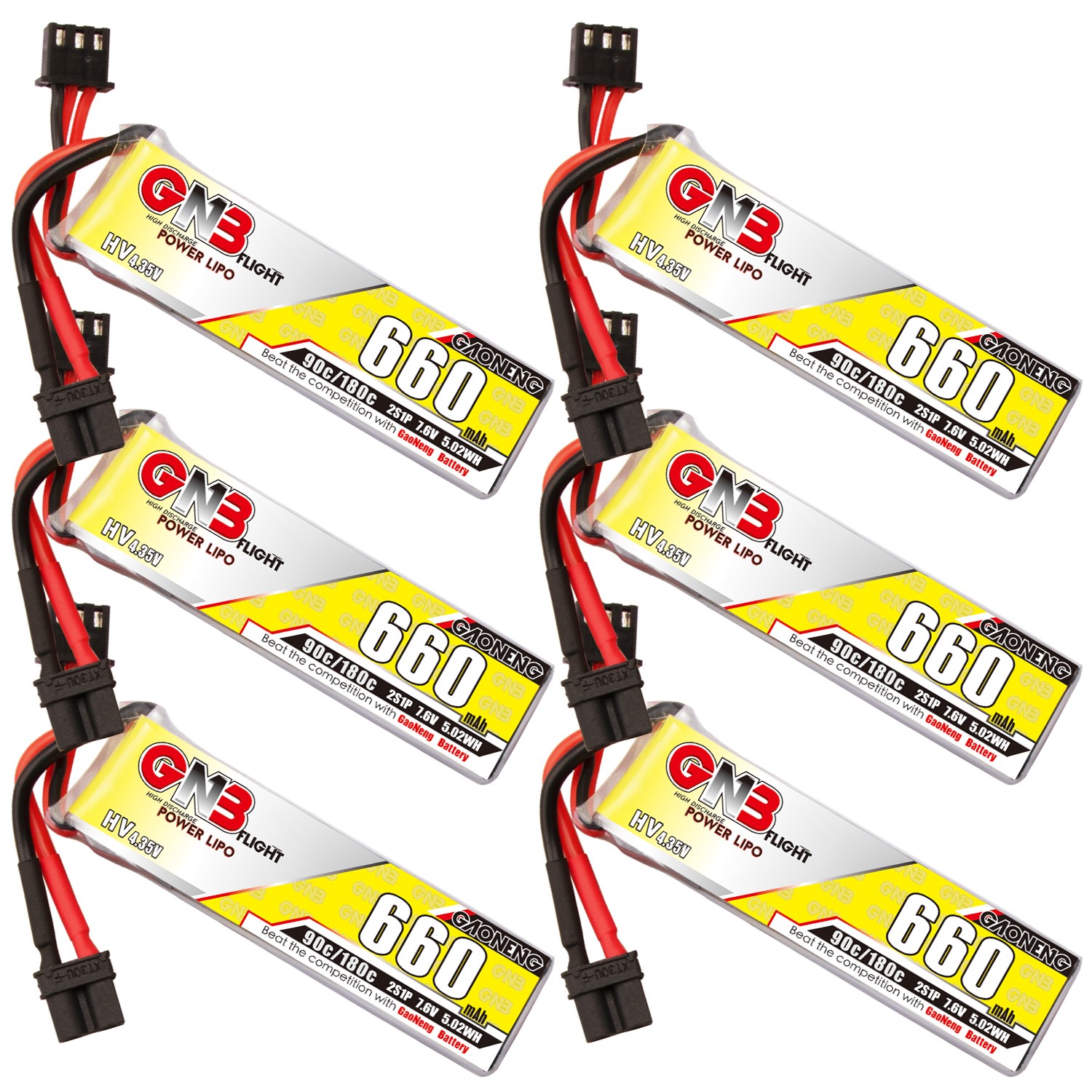 GAONENG GNB LiHV 2S 7.6V 660mAh 90C XT30 LiPo Battery Long Type