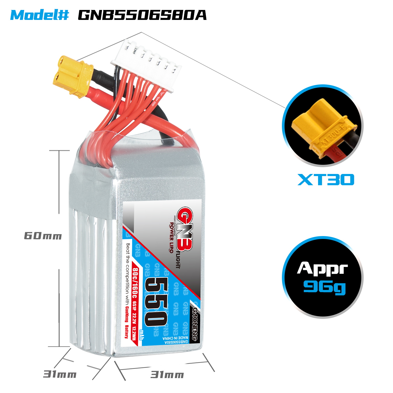 Lipo 6s 6000 mAh 45C A2Pro Black Lithium XT60 - TURBINES RC