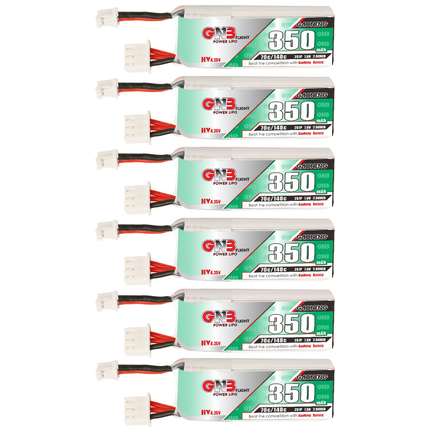 GAONENG GNB LiHV 2S 7.6V 350mAh 70C LiPo Battery PH2.0