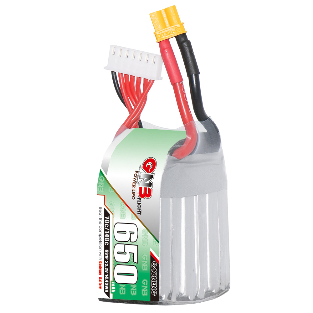 2PCS - GAONENG GNB 6S 22.2V 650mAh 70C XT30 LiPo Battery
