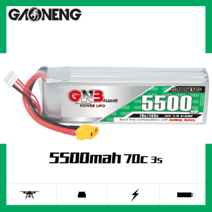 1PCS - GAONENG GNB 3S 11.1V 5500mAh 70C LiPo Battery XT60