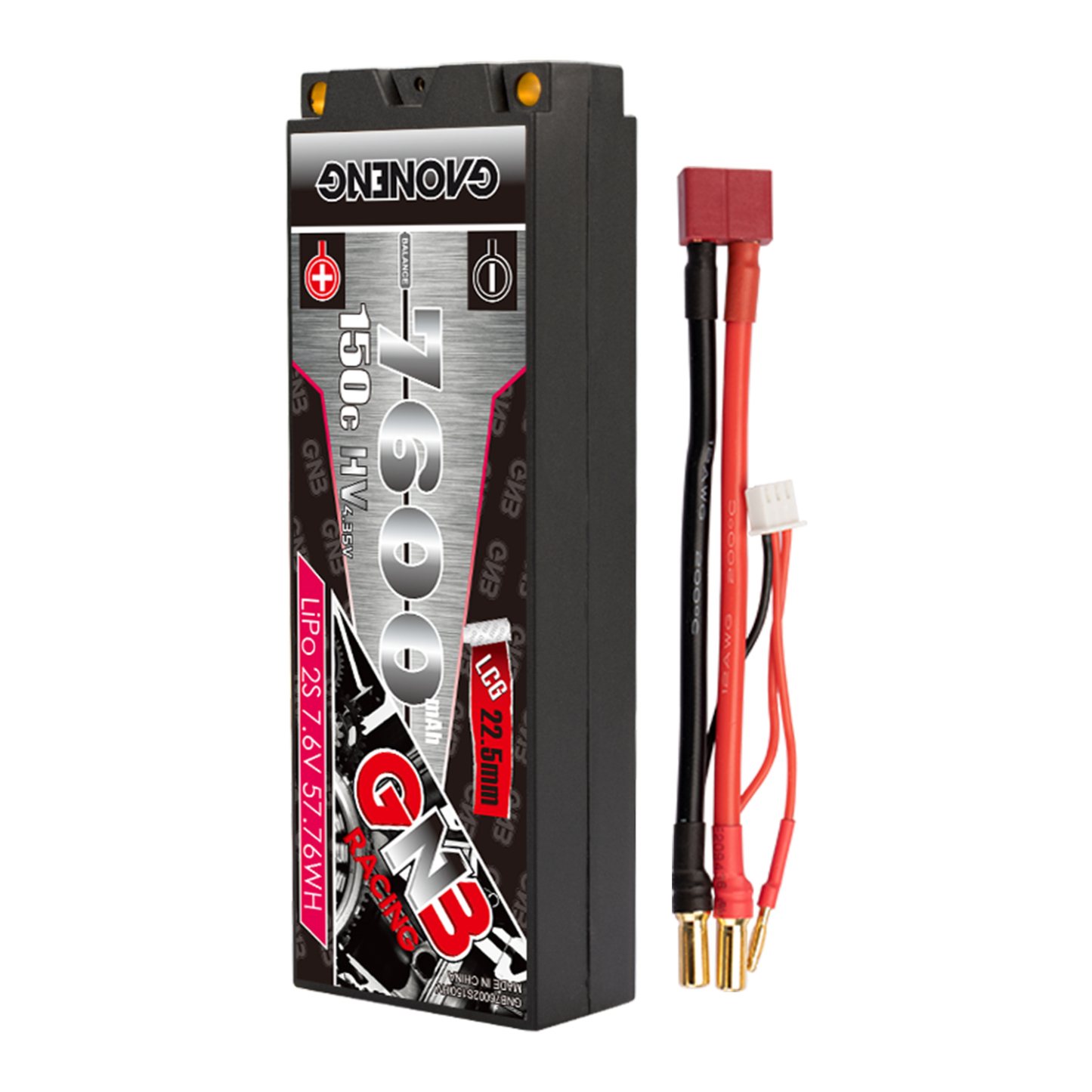 GAONENG GNB LiHV 2S 7.6V 7600mAh 150C LCG Hard Case LiPo Battery