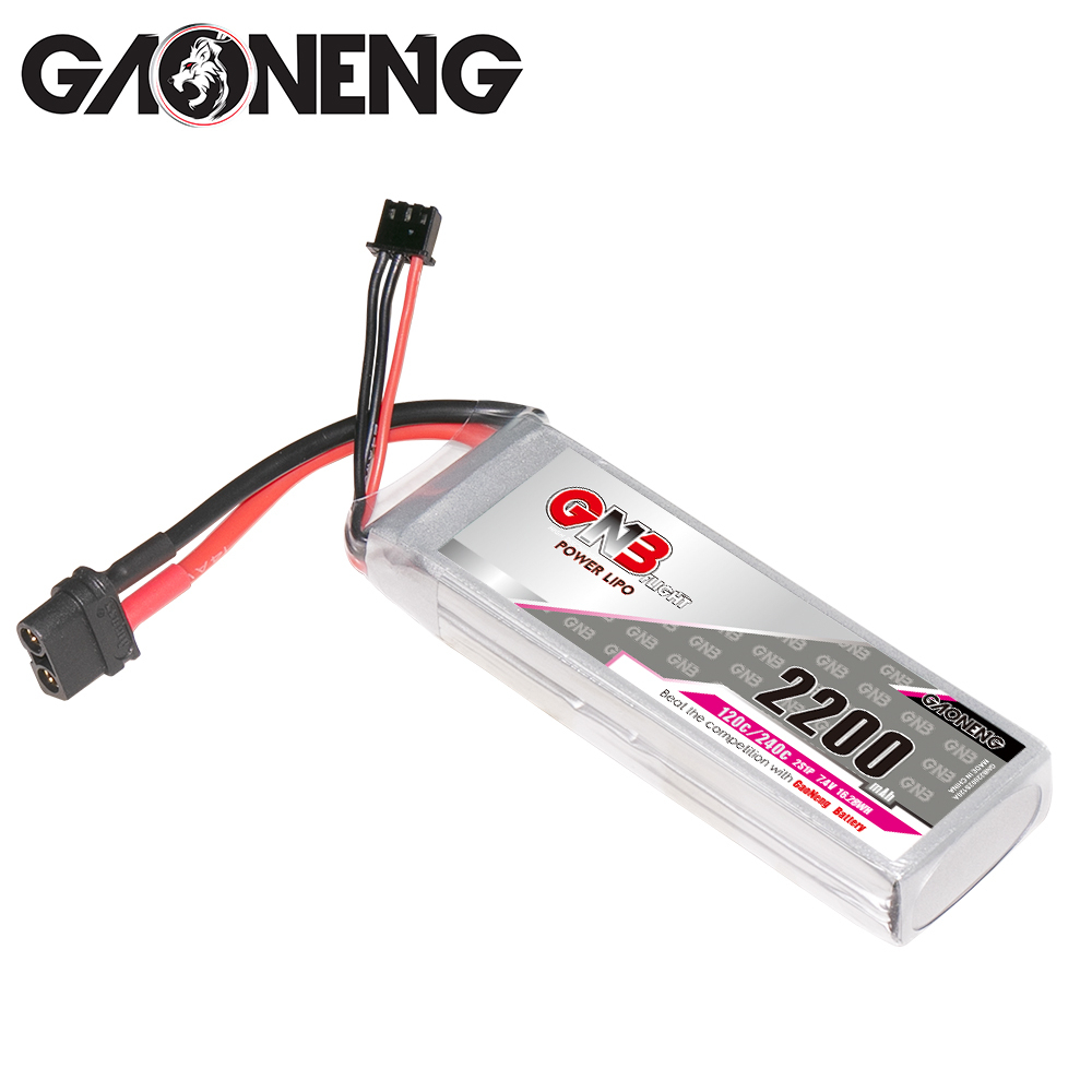 2PCS - GAONENG GNB 2S 7.4V 2200mAh 120C LiPo Battery XT60 Connector