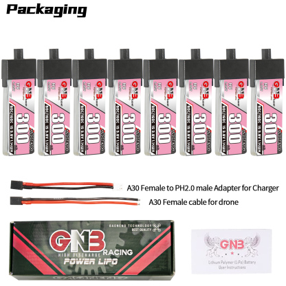 GAONENG GNB LiHV 1S 3.8V 300mAh 80C A30 Plastic Head LiPo Battery