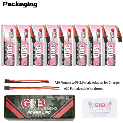 GAONENG GNB LiHV 1S 3.8V 300mAh 80C A30 Cabled LiPo Battery