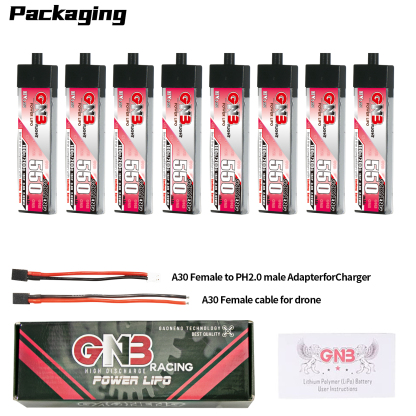 GAONENG GNB LiHV 1S 3.8V 550mAh 100C A30 Plastic Head LiPo Battery