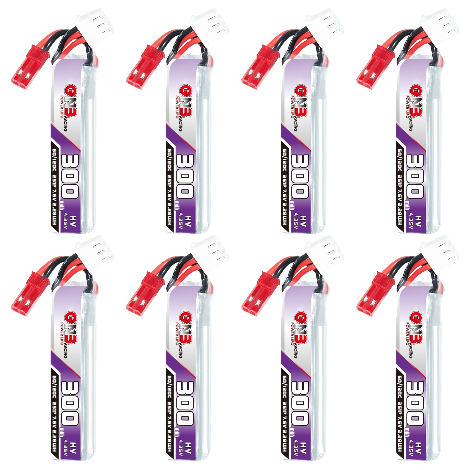 GAONENG GNB LiHV 2S 7.6V 300mAh 60C JST LiPo Battery