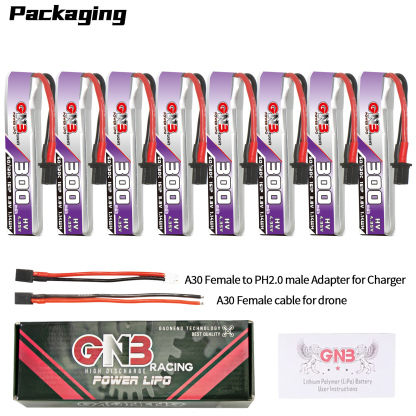 GAONENG GNB LiHV 1S 3.8V 300mAh 60C A30 Cabled LiPo Battery