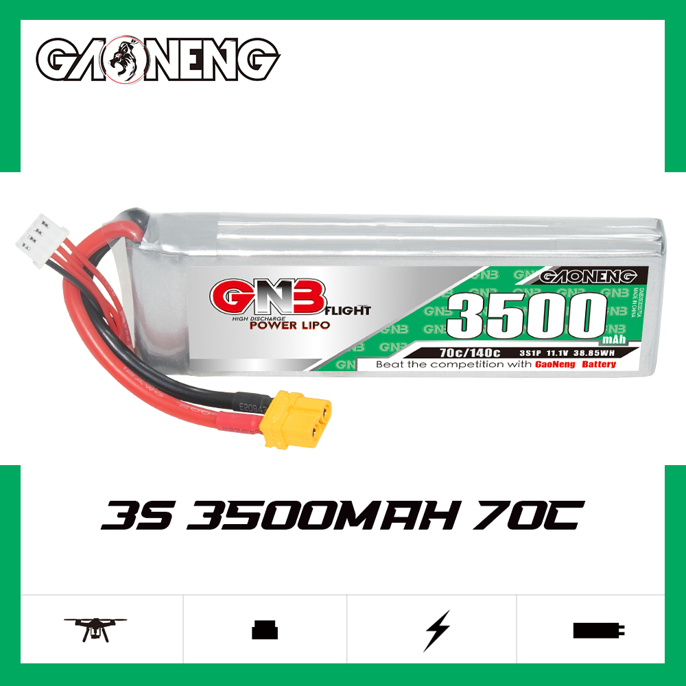 1PC - GAONENG GNB 3S 11.1V 3500mAh 70C LiPo Battery XT60
