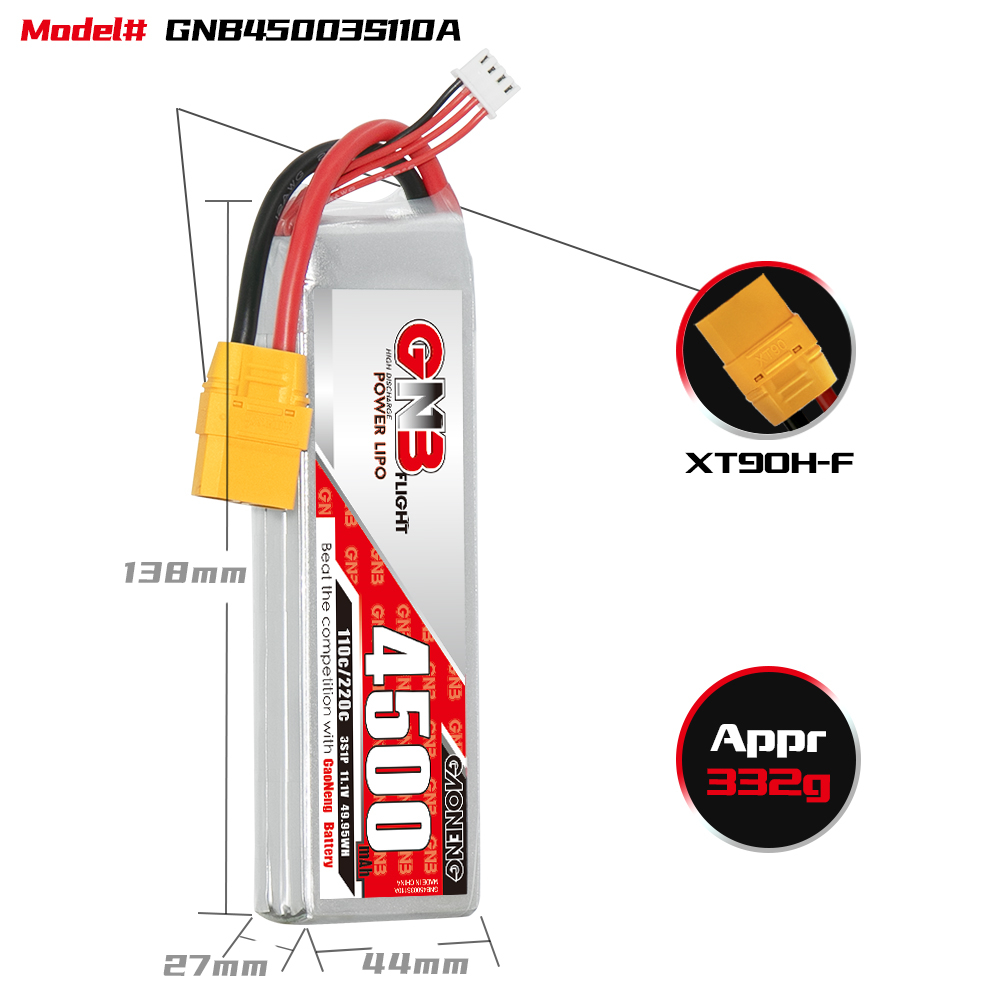 GAONENG GNB 3S 11.1V 4500mAh 110C LiPo Battery XT90