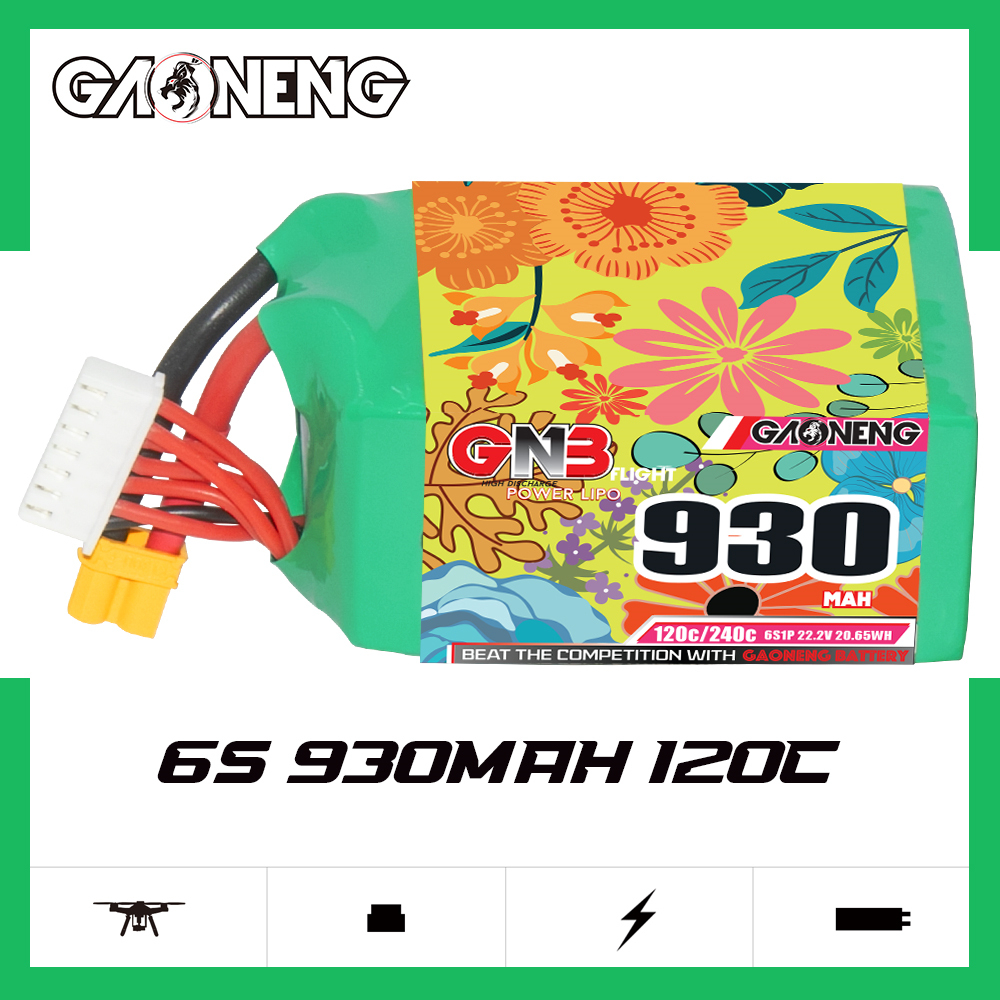 GAONENG GNB 6S 22.2V 930mAh 120C XT30 Connector LiPo Battery
