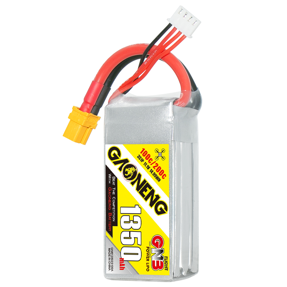2PCS - GAONENG GNB 3S 11.1V 1350mAh 100C XT60 LiPo Battery