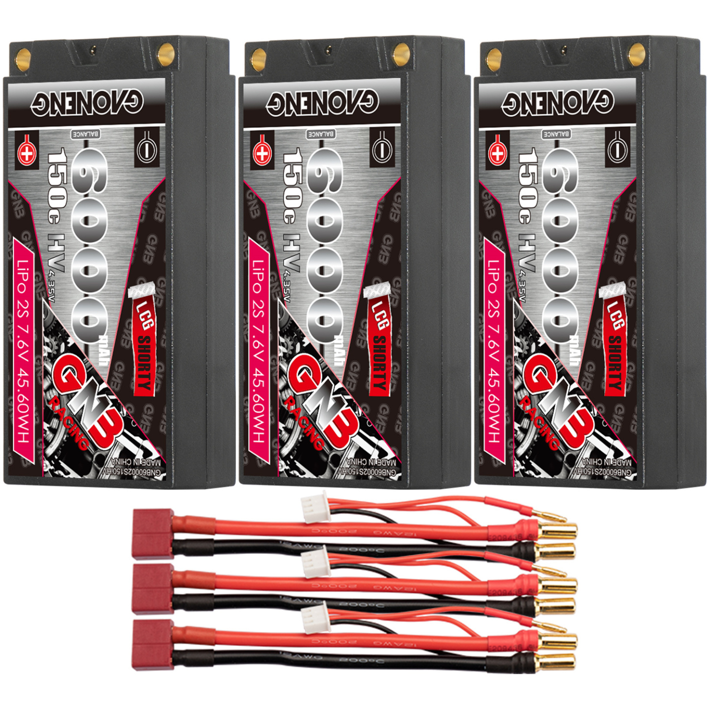 GAONENG GNB LiHV 2S 7.6V 6000mAh 150C LCG Shorty Pack 5mm Bullet Hard Case LiPo Battery