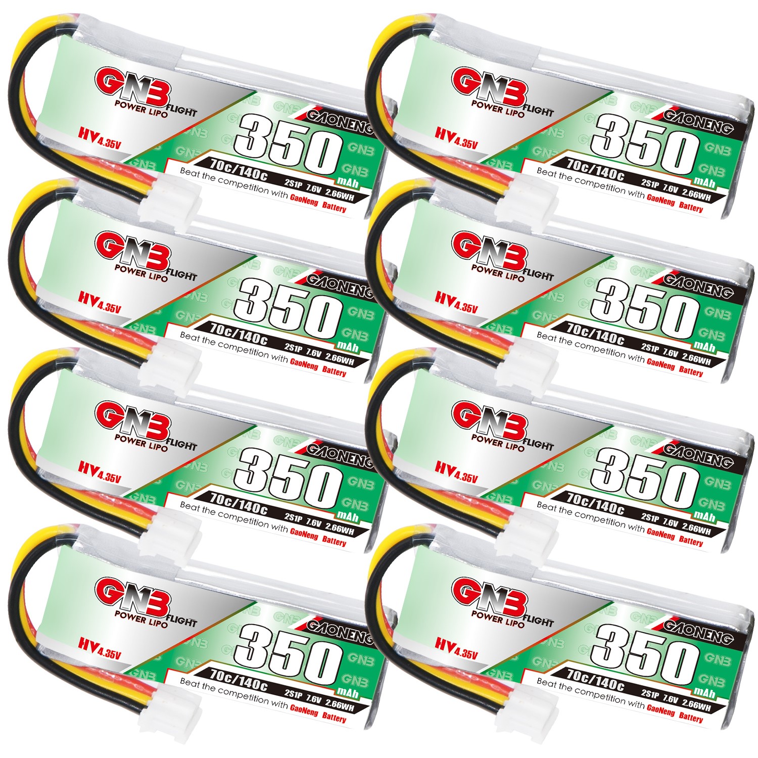 GAONENG GNB LiHV 2S 7.6V 350mAh 70C LiPo Battery PH2.0 3Pin Connector