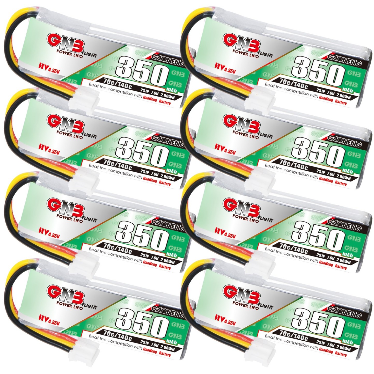 GAONENG GNB LiHV 2S 7.6V 350mAh 70C LiPo Battery PH2.0 3Pin Connector