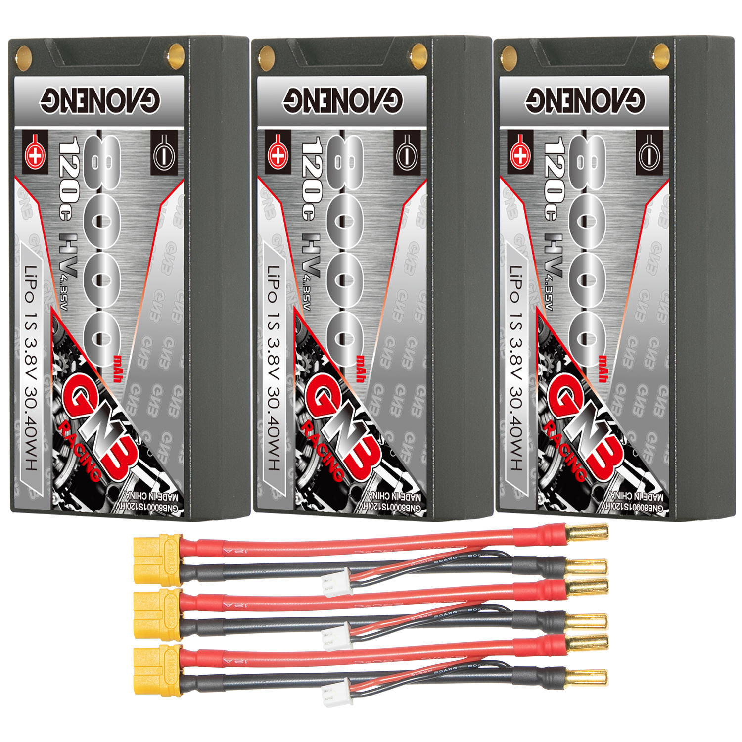 GAONENG GNB LiHV 1S 3.8V 8000mAh 120C 5mm Bullet Hard Case LiPo Battery