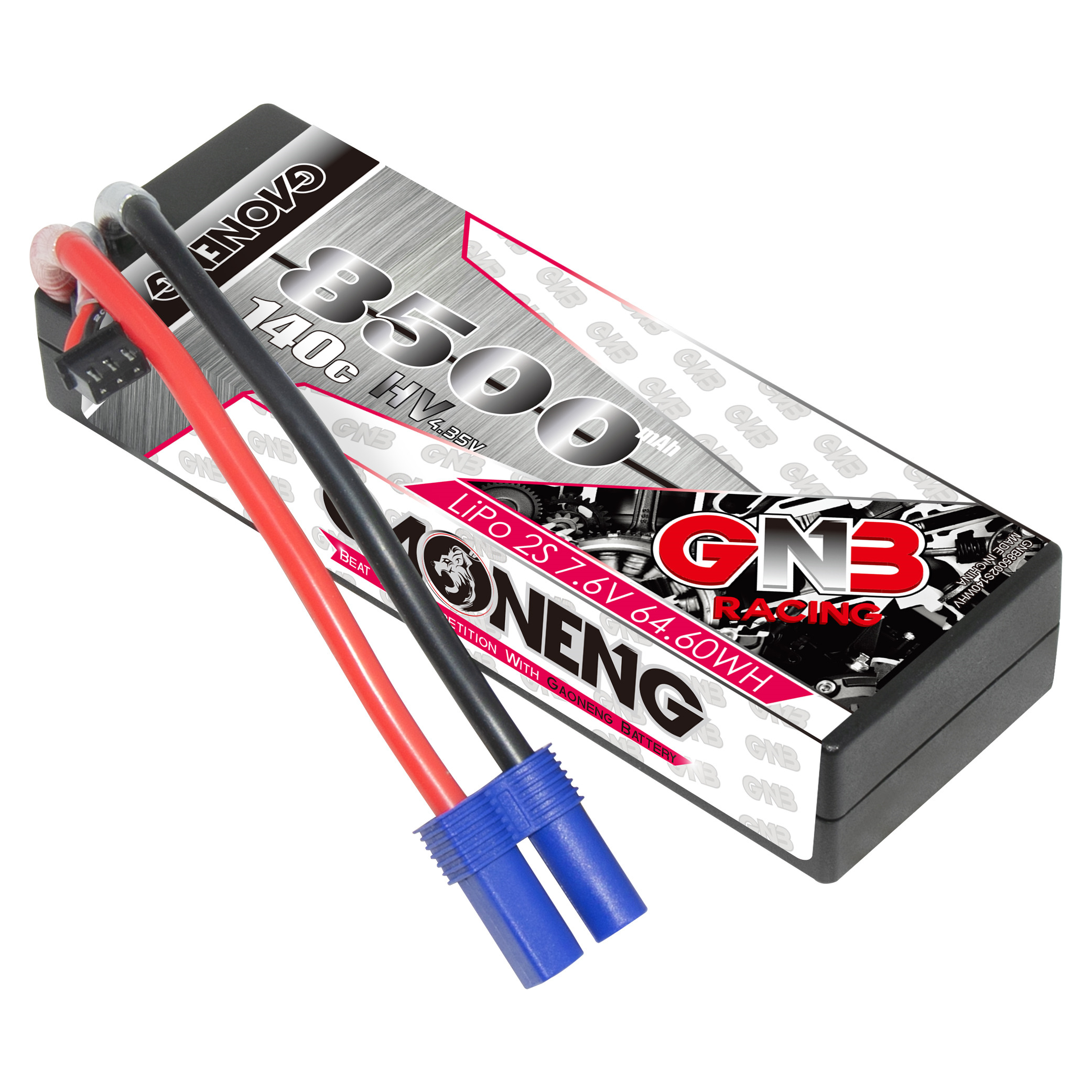GAONENG GNB LiHV 2S 7.6V 8500mAh 140C Cabled Hard Case LiPo Battery EC5