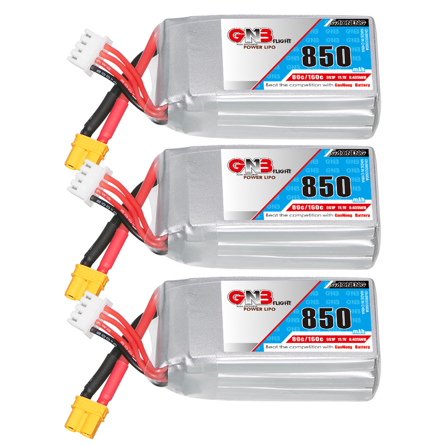 GAONENG GNB 3S 11.1V 850mAh 80C XT30 LiPo Battery