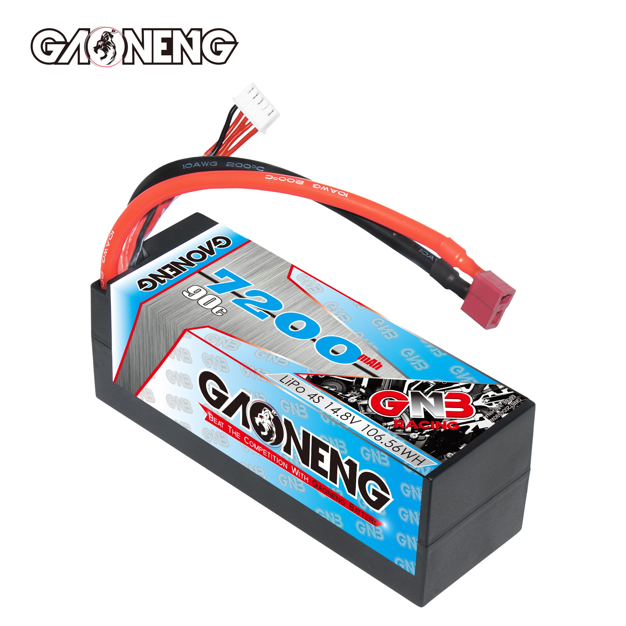 GAONENG GNB 4S 14.8V 7200mAh 90C Cabled Hard Case LiPo Battery T-PLUG
