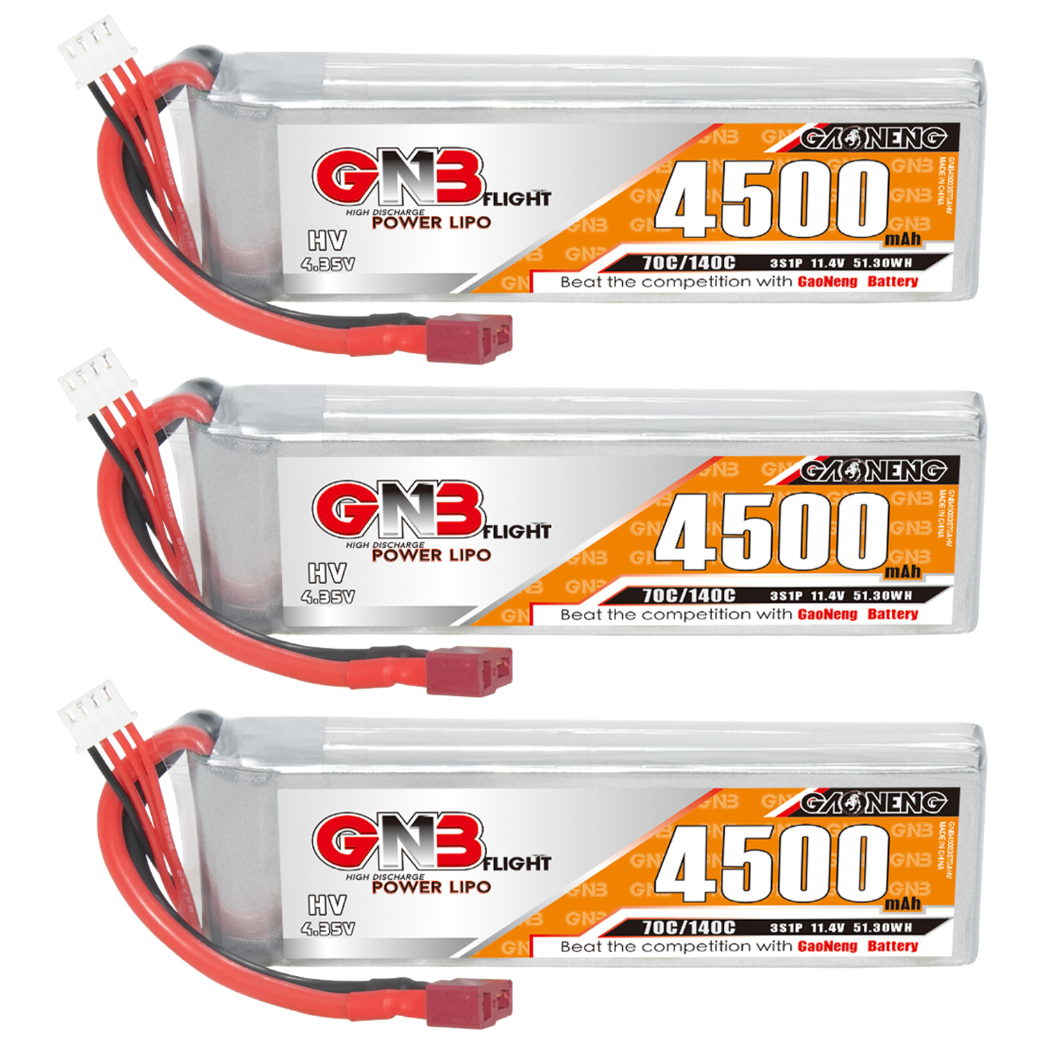 GAONENG GNB LiHV 3S 11.4V 4500mAh 70C LiPo Battery T-PLUG