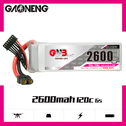 1PCS - GAONENG GNB 6S 22.2V 2600mAh 120C XT60 LiPo Battery