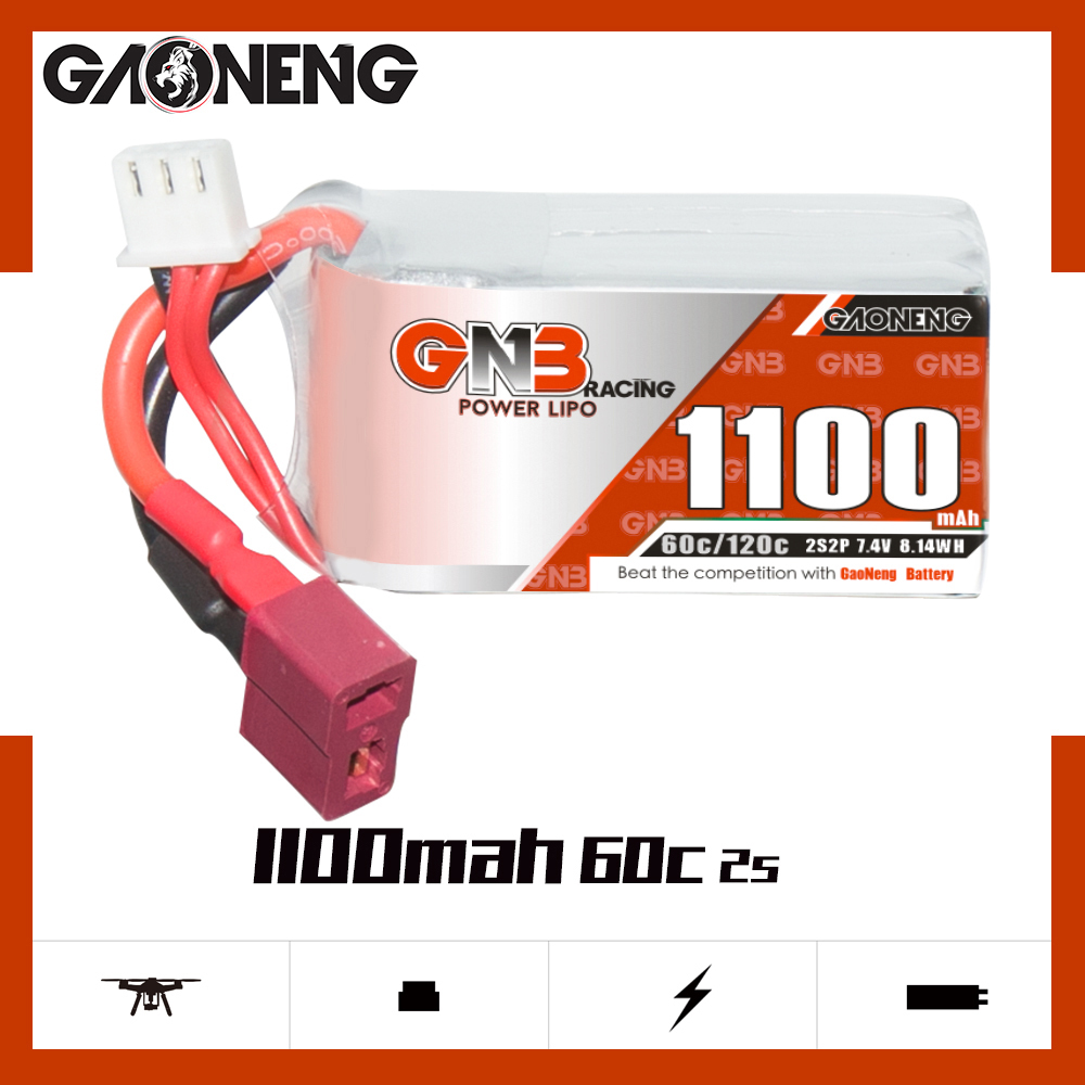 GAONENG GNB 2S 7.4V 1100mAh 60C LiPo Battery T-PLUG