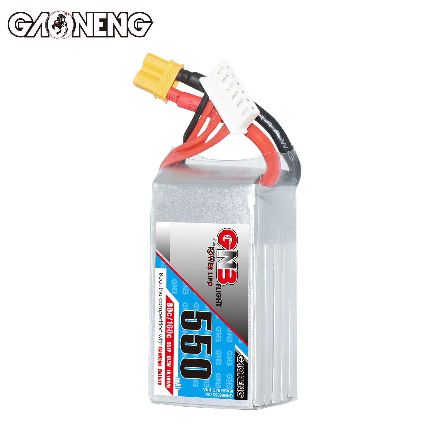 GAONENG GNB 5S 18.5V 550mAh 80C XT30 LiPo Battery Square Type
