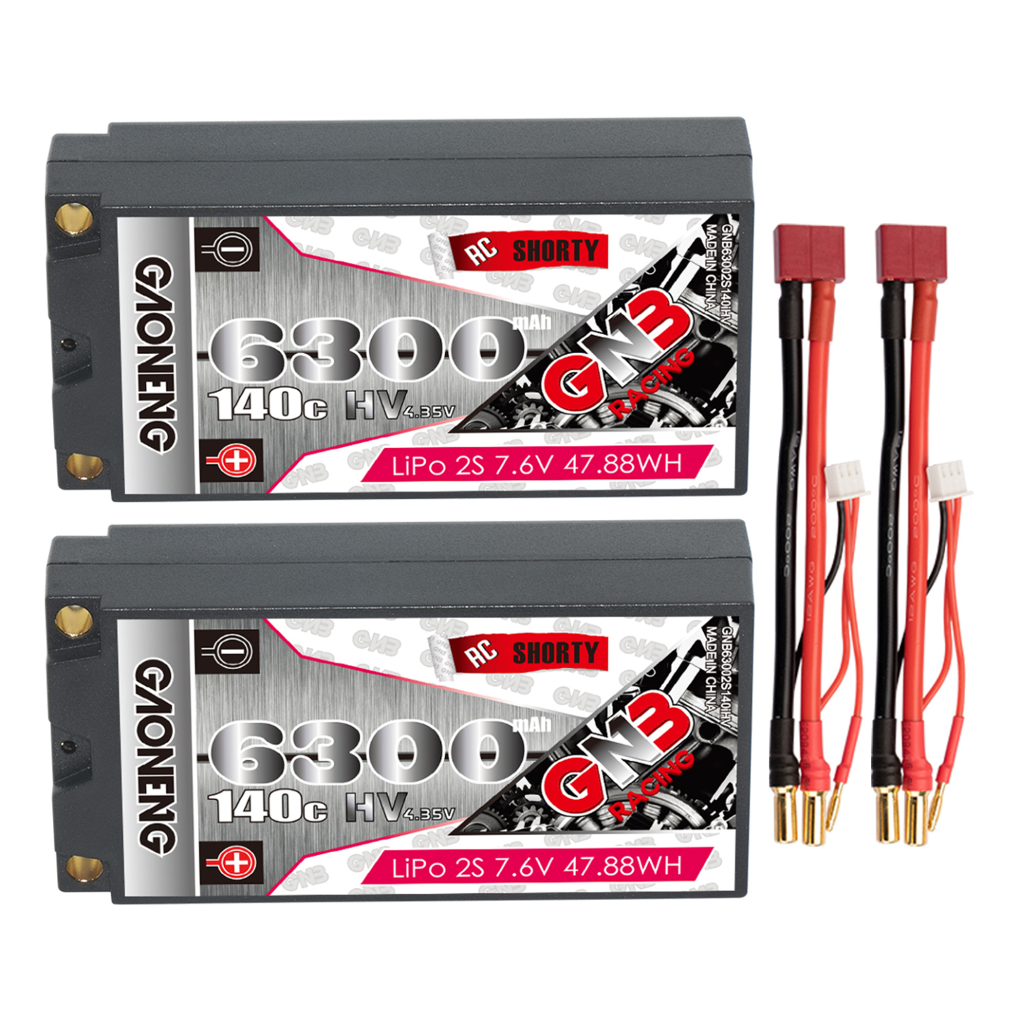 GAONENG GNB LiHV 2S 7.6V 6300mAh 140C Shorty 5mm Bullet Hard Case LiPo Battery