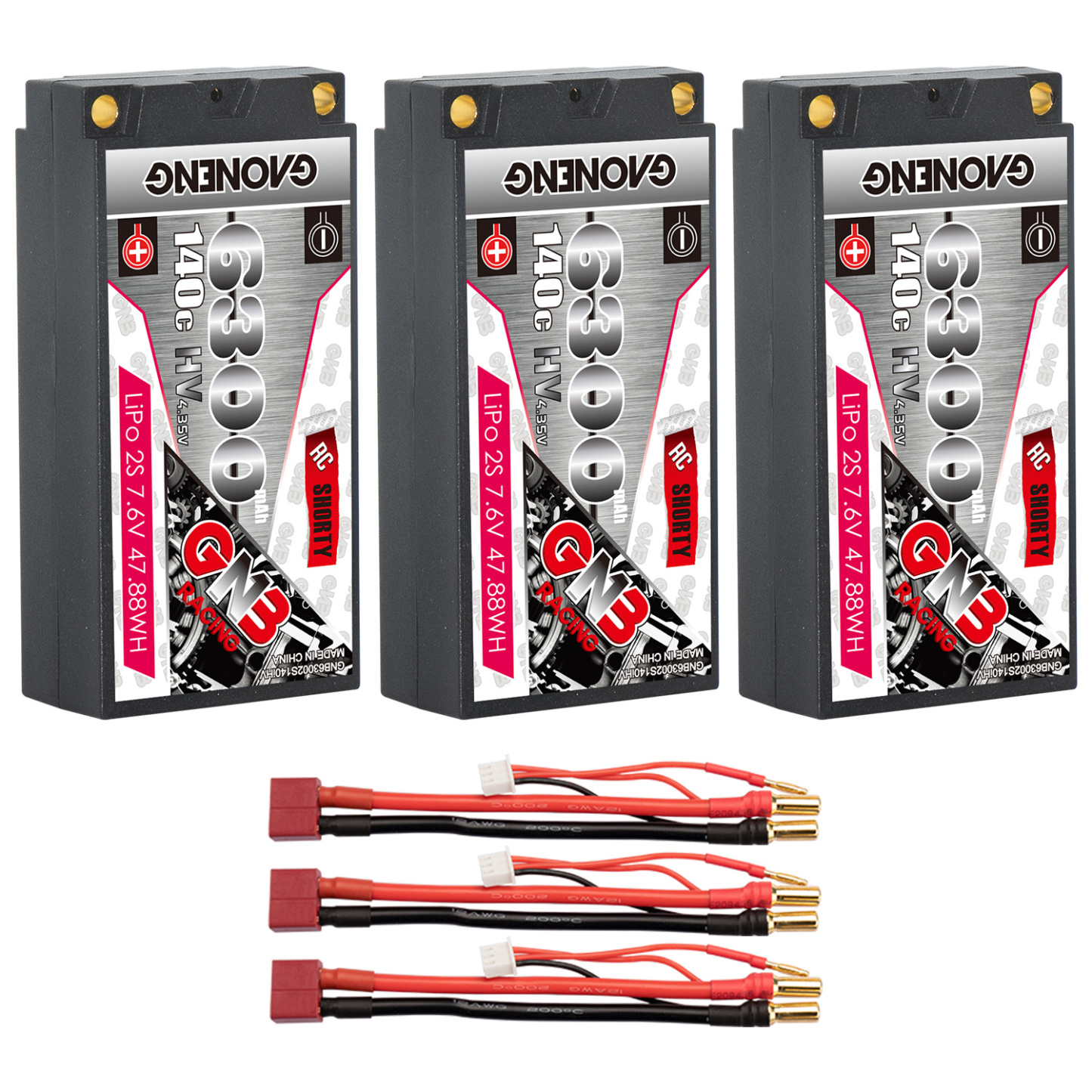 GAONENG GNB LiHV 2S 7.6V 6300mAh 140C Shorty 5mm Bullet Hard Case LiPo Battery